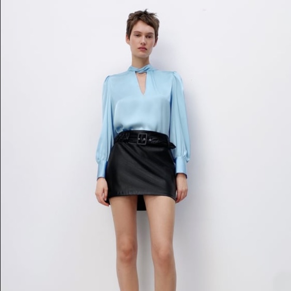 Zara faux black leather skirt NWOT